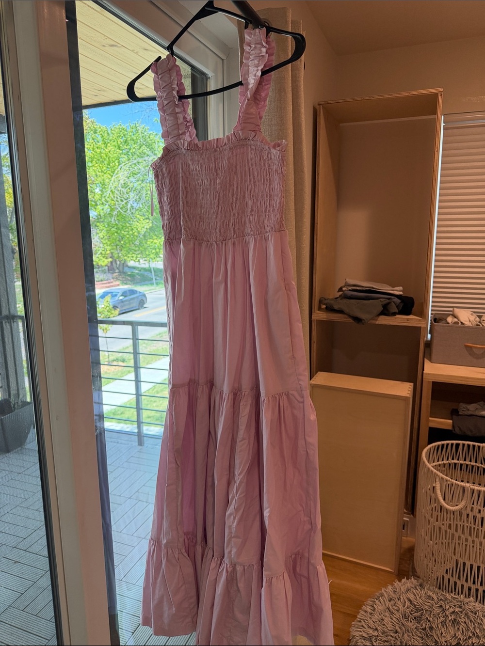 Abercrombie & Fitch Pink Ruffle Strap Maxi Dress